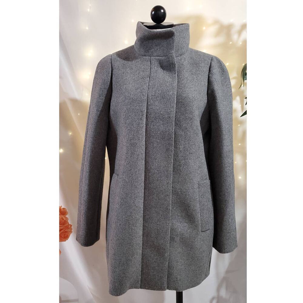 J. Crew Mercantile Classic Wool Cocoon City Coat Womens Size 4 Gray Zip NWT
